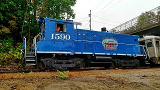 Winnipesaukee Scenic Railroad SW1001 1590 departing Meredith NH [upl. by Vtarj899]