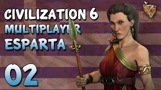 Civilization 6 Esparta 02  Multiplayer Vamos Jogar Gameplay Português PTBR [upl. by Adnyc]