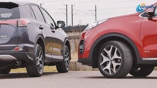 ANWB dubbeltest Kia Sportage vs Toyota RAV4 Hybrid 2016 [upl. by Dyol]