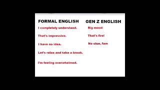 GEN Z VS FORMAL ENGLISH english learn learnadvancedenglish education genzslang genz [upl. by Cohberg193]