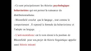 Le distributionnalisme le structuralisme Américain ou lécole comportementale S5 [upl. by Ailima]