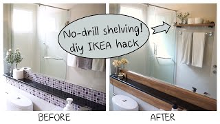 Bathroom makeover and nodrill shelving diy IKEA hack [upl. by Aicssej]