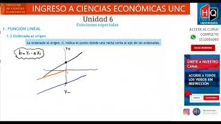 UNIDAD 06  FUNCION LINEAL  INTRODUCCION A LA MATEMATICA  FCE  UNC [upl. by Kostival]