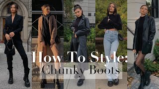 How to style CHUNKY BOOTS  5 Autumn Outfit Ideas [upl. by Niraj946]