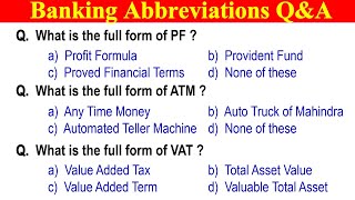 Banking Abbreviations Questions and Answers [upl. by Ardeid]