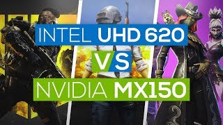 NVIDIA Geforce MX150 vs Intel UHD 620 2018  Gaming Performance Test [upl. by Gussie940]