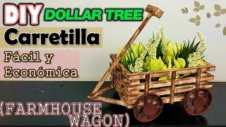 Dollar Tree DIY Farmhouse Wagon  Wheelbarrow  English CC  Carretilla Rústica FÁCIL Y ECONÓMICA [upl. by Akinar461]