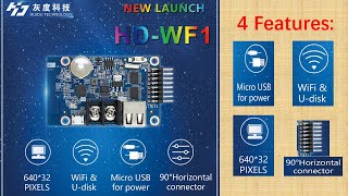 Huidu HDWF1 new WiFi Controller for 1 line HUB75E LED Full Color Display [upl. by Asamot]