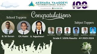 Akshara Vaagdevi International School  Grade X  100 Results  AY 20232024 [upl. by Appilihp549]