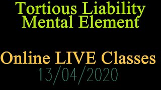 Mental Element in Tortious Liability [upl. by Alaham742]