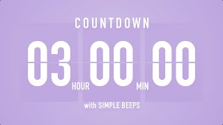 3 Hours Countdown Flip Clock Timer  Simple Beeps 🫐 🔔 [upl. by Mikol544]