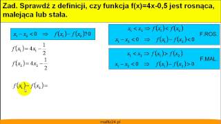 Określ monotoniczność funkcji z definicji  Matfiz24pl [upl. by Htinnek904]