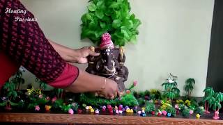 How to make eco friendly Ganesh decoration at home  Ganpati decoration ideas for home  गणपति सजावट [upl. by Ibbetson]