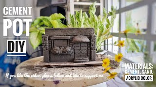 DIY cement pots  Fairy house  Garden decoration  Tiny house  Cemnet Idea [upl. by Yeargain]