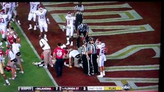 Oklahoma vs Florida State Seminoles Receiver Injured on Scary Hit [upl. by Atiuqahs]