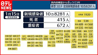 【新型コロナ】国内初の感染確認から3年 全国感染者10万8281人、前週日曜日より8万人あまり減少 [upl. by Leterg]