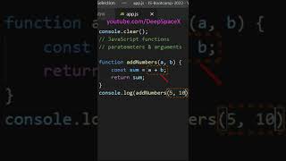 JavaScript Function  Parameters amp Arguments Explained shorts [upl. by Ainigriv]