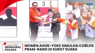 Detikdetik Ahok dan Fauzi Bowo Simulasi Coblos PramonoRano di Surat Suara  Liputan 6 [upl. by Azaleah]