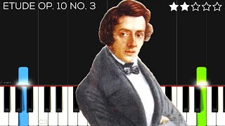 Chopin  Etude Op 10 No 3  EASY Piano Tutorial [upl. by Shiri]