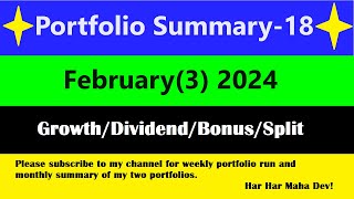 Zerodha Portfolios Feb3 2024 Summary [upl. by Anina]