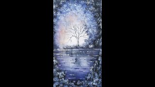 Les lueurs de laube  cours de peinture acrylique de Bruno Lemasson  comment peindre un arbre [upl. by Trula604]