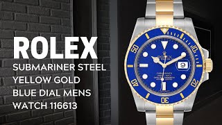 Rolex Submariner Steel Yellow Gold Blue Dial Mens Watch 116613  SwissWatchExpo [upl. by Kramlich834]