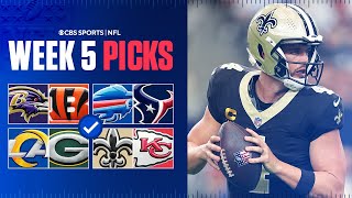 NFL Predictions and Best Bets For EVERY Week 5 Game Saints at Chiefs and MORE [upl. by Alveta]