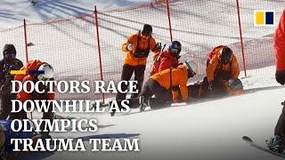 Chinese doctors show off ski slope skills as Beijing Olympics emergency response team [upl. by Aliekat]