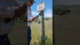 Barbed Wire fence staple installation [upl. by Latrell796]