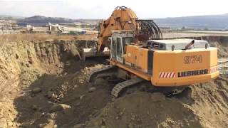 Liebherr R974B Excavator Loading Trucks [upl. by Nesline147]