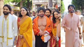 Naga Chaitanya Sobhita Dhulipala Visits Srisailam Temple After Marriage  Nagarjuna [upl. by Anastasie]