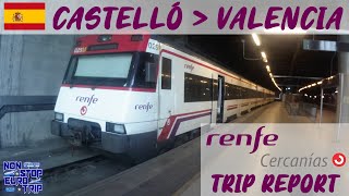 RENFE CERCANIAS REVIEW  CASTELLO TO VALENCIA  SPANISH TRAIN TRIP REPORT [upl. by Ellemac388]