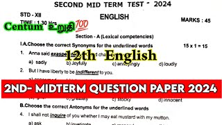 12th English 2nd mid term question paper 2024  12th English Second mid term question paper 2024 [upl. by Rosaleen]