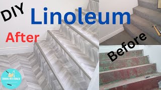 Installing Linoleum on Stairs linoleum [upl. by Bonnibelle815]