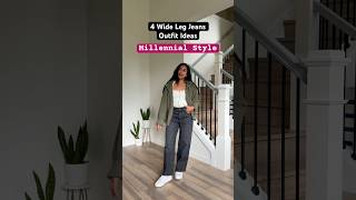 Wide leg jeans outfit ideas for millennials millennials millennialfashion millennialstyle style [upl. by Adekram]