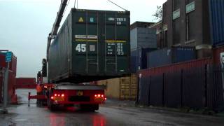 shipping container for sale being loaded on to delivery lorry  wwwbullmanscontainerscouk [upl. by Yesnil]