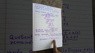 Division algorithm of polynomial  class X [upl. by Fredra64]