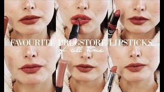 Favourite DRUGSTORE Lipsticks of All Time  LIPSTICK WEEK [upl. by Clapp]