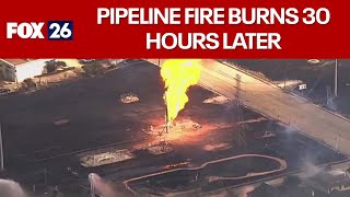 La Porte pipeline fire still burning after 30 hours Hazmat entering most impacted homes [upl. by Lorenz522]