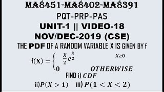 PROBLEM ON CONTINUOUS RANDOM VARIABLE  PQT  PRP PAS UNIT1  VIDEO18 [upl. by Suzy]