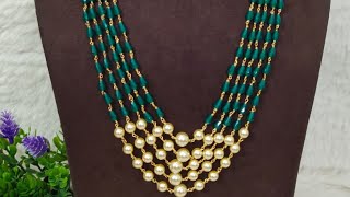 step chains  Pearls chains  Real beads chains  one gram gold jewellery  South Indian jewellery [upl. by Ailuy]