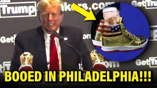 Trump Gets MERCILESSLY BOOED at Philadelphia Sneaker Con [upl. by Eelame]