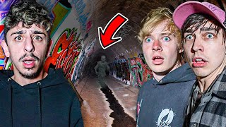 A Terrifying Night at the Haunted Tunnel ft Sam amp Colby [upl. by Hanikehs]