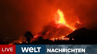 VULKANAUSBRUCH AUF LA PALMA Sechs Meter hohe Lavaströme Alarm auf Kanareninsel  WELT Newsstream [upl. by Leuamme568]