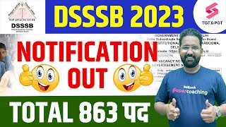 DSSSB 2023 Notification Out 863 Post  DSSSB Vacancy 2023  DSSSB Exam 2023  Anupam Sir [upl. by Diahann]