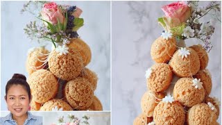 How to make a Classic French Croquembouche Recipe  Choux Cream  Caramel  Nattharinkitchen [upl. by Zerdna]