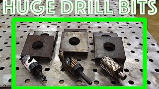 Drill big holes in 1quot thick steel  Fastest way  Iron  Metal  Aluminum  Large Drill Press [upl. by Sharon259]