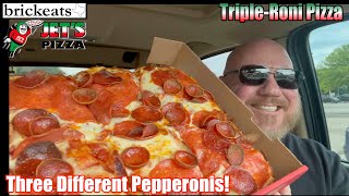 Jets Pizza TripleRoni Pizza REVIEW Three Different Kinds of Pepperoni brickeats [upl. by Jaela279]