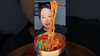 Spicy turkey noodles with lots of chilies mukbang asmr eatingshow shorts shortvideo [upl. by Assiluj]