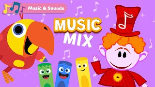 Music Mix  Learn Musical Instruments with the Notekins Larry amp Color Crew  Songs amp First Words [upl. by Kaden]